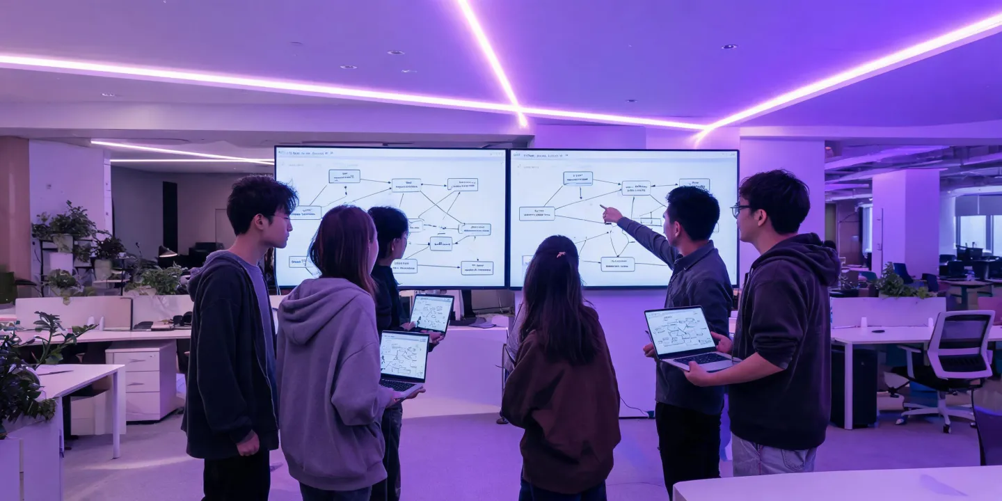 Distributed AI automation team reviewing a prospecting workflow