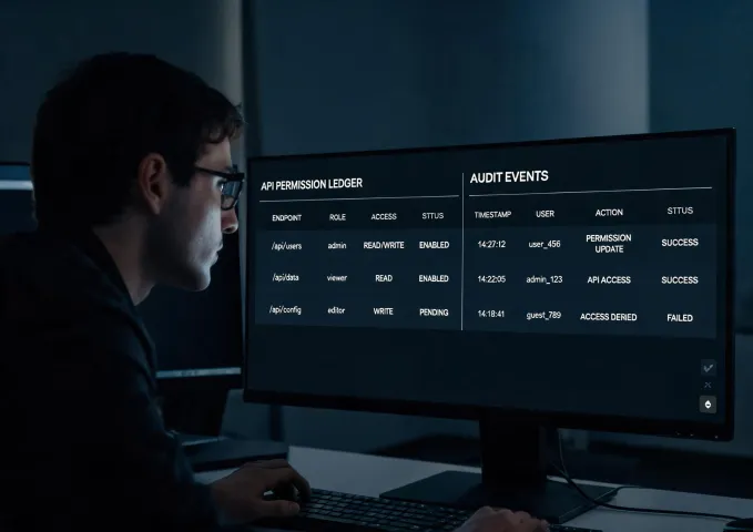 Security reviewer examining data permissions