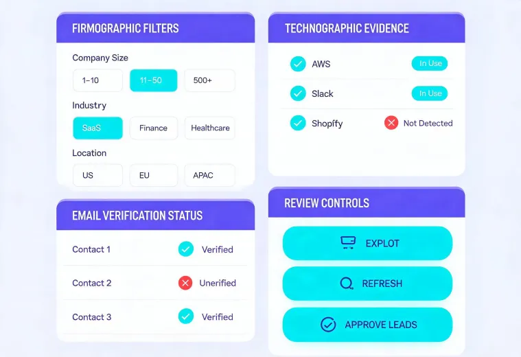 Prospect research result with evidence fields and review controls